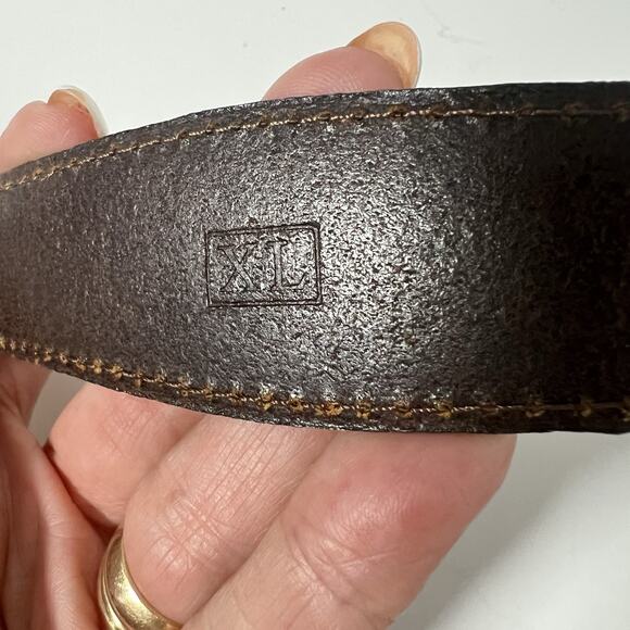 Fossil Brown Leather Belt Western Concho Womens XL Silver Gold 90’s Y2K - Picture 9 of 12